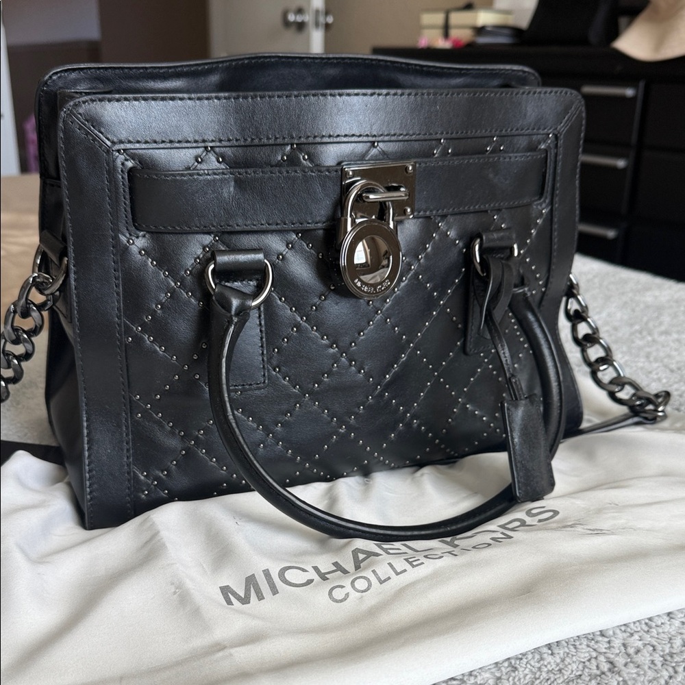 Michael Kors Black Studded Satchel